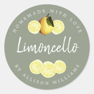 Benutzerdefiniertes hausgemachtes Limoncello-Etike Runder Aufkleber