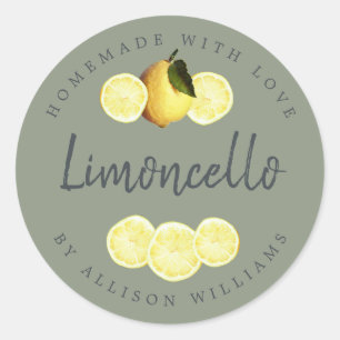 Benutzerdefiniertes hausgemachtes Limoncello-Etike Runder Aufkleber