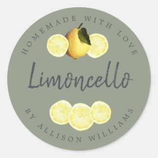 Benutzerdefiniertes hausgemachtes Limoncello-Etike Runder Aufkleber
