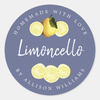 Benutzerdefiniertes hausgemachtes Limoncello-Etike Runder Aufkleber