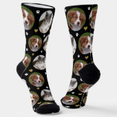 Benutzerdefiniertes Haustier 2 Foto Schwarz-weiße  Socken (Gewinkelt)