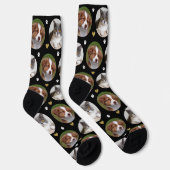 Benutzerdefiniertes Haustier 2 Foto Schwarz-weiße Socken (Rechts)