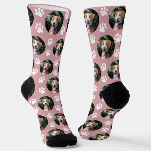 Benutzerdefiniertes Haustier-Foto-Pfotenabdruck-Mu Socken (Gewinkelt)