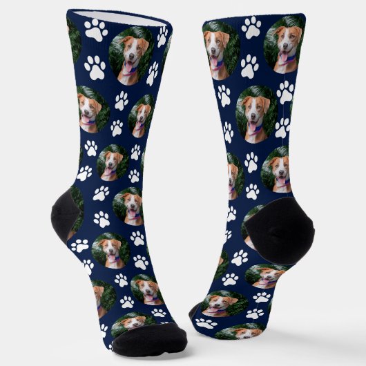 Benutzerdefiniertes Haustier-Foto-Pfotenabdruck-Mu Socken (Gewinkelt)