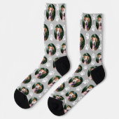 Benutzerdefiniertes Haustier-Foto-Pfotenabdruck-Mu Socken (Linkes Detail)