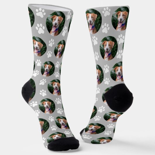 Benutzerdefiniertes Haustier-Foto-Pfotenabdruck-Mu Socken (Gewinkelt)