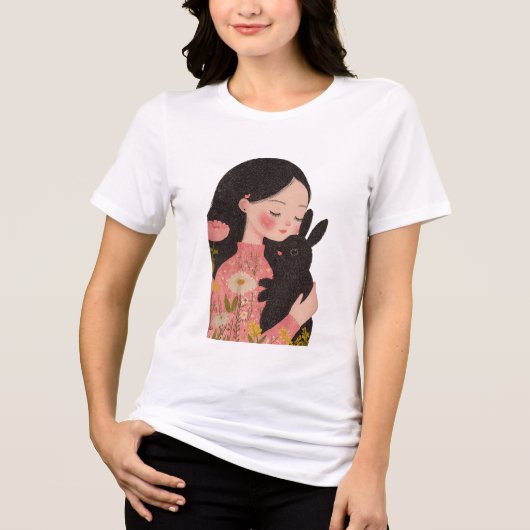 Benutzerdefiniertes Haustier- und Besitzerporträt Tri-Blend Shirt (Vorderseite)