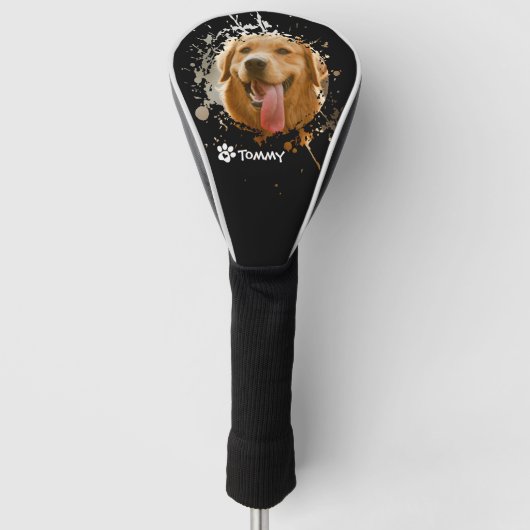 Benutzerdefiniertes Haustierfoto & Name Golf Headcover (Vorderseite)
