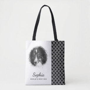 Benutzerdefiniertes Haustierfoto & schwarze Pfoten Tasche