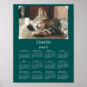Benutzerdefiniertes Haustierfoto und Name 2027 Kal Poster