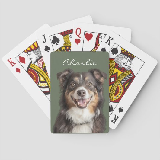 Benutzerdefiniertes Haustierfoto und Name Spielkarten (Rückseite)