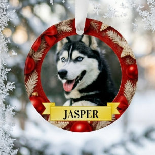 Benutzerdefiniertes Haustierfoto Weihnachten Rot G Ornament