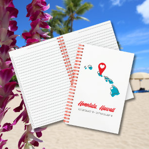 Benutzerdefiniertes Hawaii-Karten-Notizbuch   Herz Notizblock