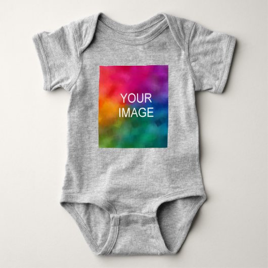 Benutzerdefiniertes Heather Grau Hinzufügen von Te Baby Strampler (Vorderseite)