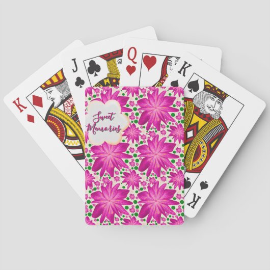 Benutzerdefiniertes heißrosa florales nahtloses Mu Spielkarten (Rückseite)