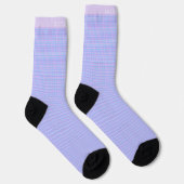 Benutzerdefiniertes Hellblau Rosa Lila Karomuster Socken (Rechts)