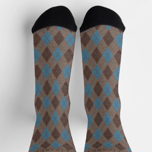 Benutzerdefiniertes, hellblaues dunkelbraunes Must Socken (Oben)