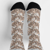 Benutzerdefiniertes helles Creme Beige Farbpaisley Socken (Oben)