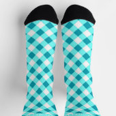 Benutzerdefiniertes Helles Dunkles Türkis Blau Wei Socken (Oben)