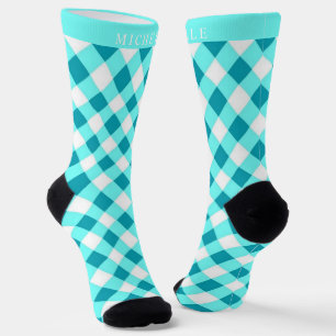 Benutzerdefiniertes Helles Dunkles Türkis Blau Wei Socken