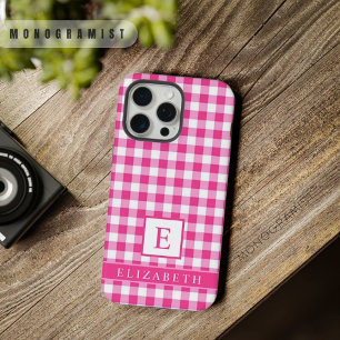 Benutzerdefiniertes Helles Rosa-Weiß-Schachbrettmu iPhone 15 Pro Max Hülle