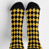 Benutzerdefiniertes Hellgelb-Schwarzes Argyle-Must Socken (Oben)