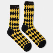 Benutzerdefiniertes Hellgelb-Schwarzes Argyle-Must Socken (Rechts)