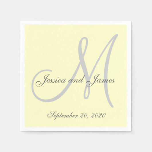 Benutzerdefiniertes hellgelbes Monogramm-Papier Na Serviette (Vorderseite)