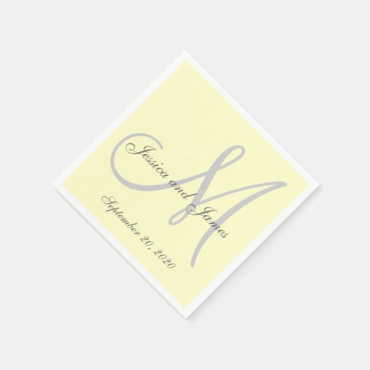 Benutzerdefiniertes hellgelbes Monogramm-Papier Na Serviette (Ecke)
