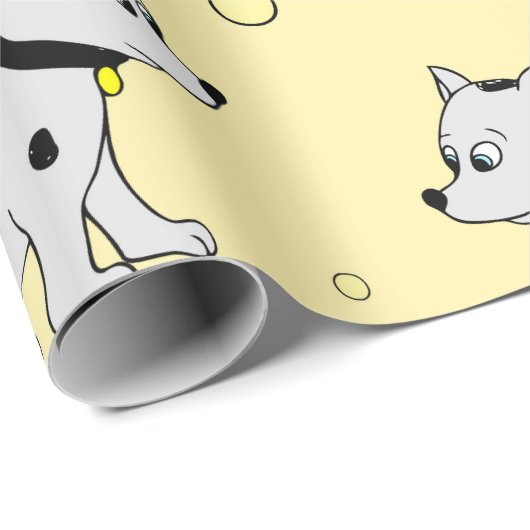 Benutzerdefiniertes hellgelbes Puppy-Party Geschenkpapier (Rolleneckpunkt)