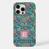 Benutzerdefiniertes hellgrünes dunkelblaues Paisle iPhone Hülle (Rückseite)