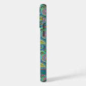 Benutzerdefiniertes hellgrünes dunkelblaues Paisle iPhone Hülle (Linke Seite)