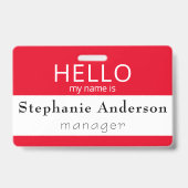 Benutzerdefiniertes HELLO Mein Name ist Abzeichen Ausweis (Rückseite)