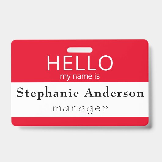 Benutzerdefiniertes HELLO Mein Name ist Abzeichen Ausweis (Vorderseite)