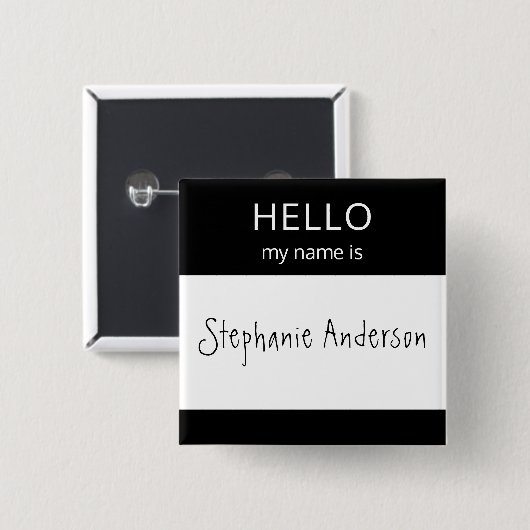 Benutzerdefiniertes HELLO Mein Name ist Abzeichen Button (Vorne & Hinten)