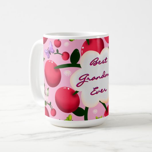 Benutzerdefiniertes hellrosa Blumen-Kirsch-Muster- Kaffeetasse (Vorderseite Links)