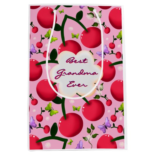 Benutzerdefiniertes hellrosa Blumen-Kirsch-Muster- Mittlere Geschenktüte (Vorderseite)