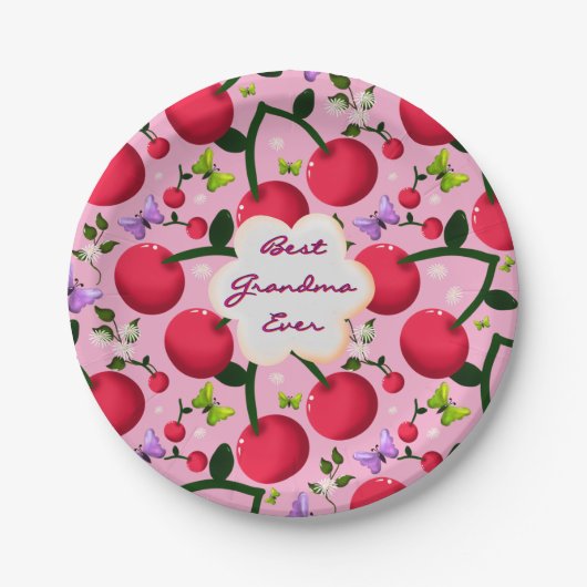 Benutzerdefiniertes hellrosa Blumen-Kirsch-Muster- Pappteller (Vorderseite)