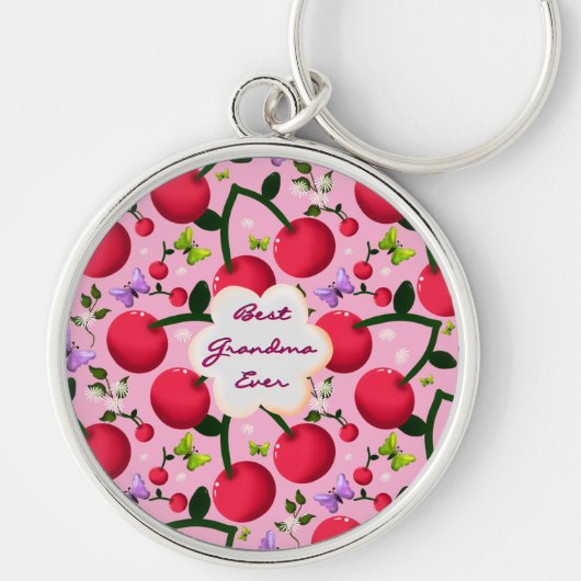 Benutzerdefiniertes hellrosa Blumen-Kirsch-Muster- Schlüsselanhänger (Vorne)