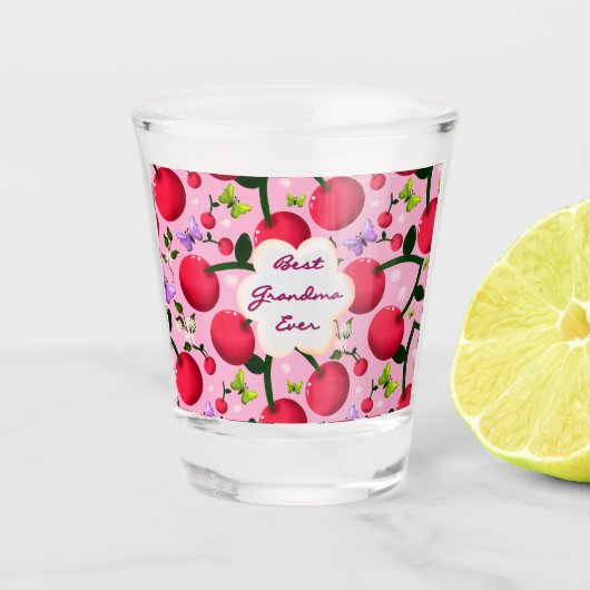 Benutzerdefiniertes hellrosa Blumen-Kirsch-Muster- Schnapsglas (Vorderseite)