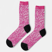 Benutzerdefiniertes hellrosa Paisley-Blumenmuster Socken (Linkes Detail)