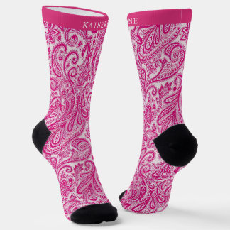 Benutzerdefiniertes hellrosa Paisley-Blumenmuster Socken