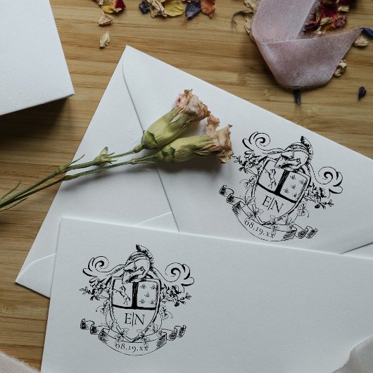 Benutzerdefiniertes heraldisches Wappen Monogramm Gummistempel