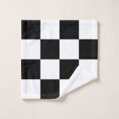 Benutzerdefiniertes Herz auf schwarz-weiß karierte Badhandtuch Set (Waschlappen)