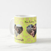 Benutzerdefiniertes Herz Form Foto Gelb Rosa Herzm Kaffeetasse (Vorderseite Links)