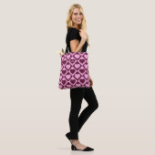 Benutzerdefiniertes Herz Karomuster Bordeaux Rosa Tasche (Am Model)