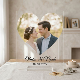 Benutzerdefiniertes Herzfoto Hochzeit Personalisie Acrylschild