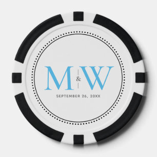 Benutzerdefiniertes Himmelblau Monogrammiertes Hoc Pokerchips