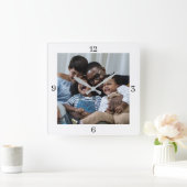 Benutzerdefiniertes Hinzufügen eines Fotos Quadratische Wanduhr (Zuhause)