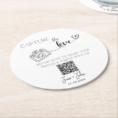 Benutzerdefiniertes Hochzeiten Foto QR Code-Zeiche Runder Pappuntersetzer (Angewinkelt)